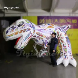 大規模な広告インフレータブル恐竜t-rexバルーン白い芸術的な空気爆破パレードショーのためのティラノサウルスレックスモデル