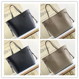 Totes shopping bag Checked Embossed handbags MM 2pcs set Women Genuine Leather Medium fashion Handbag Large composite bags Water r240G