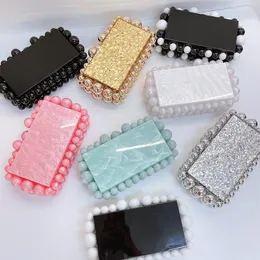 Kvällsväskor Kvinnor Akryl Clutch Väska Glitter Marmor Handväska Handväska För Bröllop Cocktail Party Bal Kedja Axel Lyx Clutches