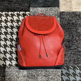 Estilo de cuero genuino estudiante viaje redbottom mochila hombres mujeres remache Mochila famoso bolso Diseñador Niñas niños Moda School273M