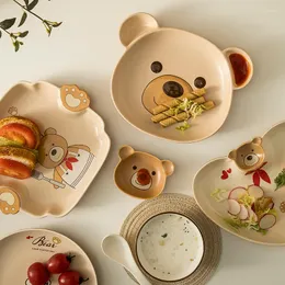 접시 곰 베이비 도자기 테이블웨어 세트 그릇 접시 어린이 만화 크리에이티브