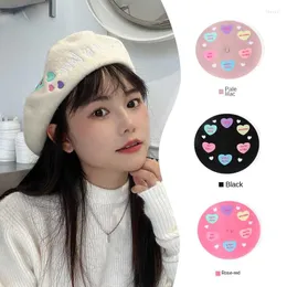 Berets Woolen Beret Women Japanese Cute Love Letter Painter Hat Embroidery Colorful Dots Retro Sweet Wool Cap Gorra Kawaii