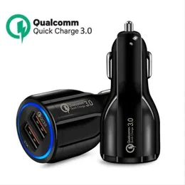 QC3.0 Car Charger Dual USB Charger quick charge 5V 2.4A Fast Charging Adapter Chargers For iPhone 13 12 11 Pro Max X 8 7 and Samsung Phones