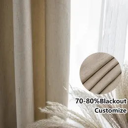 Curtain Modern Solid Blackout Curtains For Living Room Linen Bedroom Window Treatment Drape Home Decoration Blinds