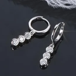 Hoop Earrings IOGOU Luxury For Women 3mm 3 Stone Moissanite Bar Dangle Huggie Silver 925 Original Jewelry Girls