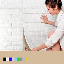 벽 스티커 10pcs 3D 자체 접착 폼 스티커 벽지 모방 벽돌 침실 방수 거실 주방 가정 장식
