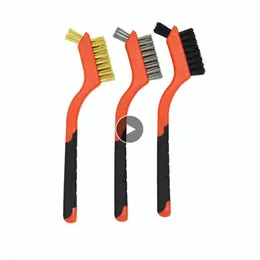 7 inches Stainless Steel Brush Brass Cleaning Brush Polishing Rust Remover Metal Wire Burring Cleaning Tool Family 3-piece set