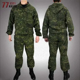 Outdoor Jackets Hoodies Tactical Sets Men Camouflage Military Russia Combat Working Jackets Pants Outdoor Airsoft Paintball CS Training Clothing 2pcs 0104