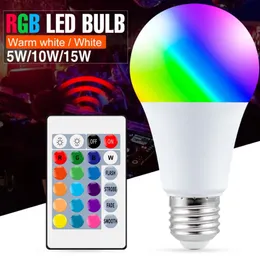 E27 BULB LED RGB LAMP 220V LIGHT DIMBABLE SMART CONTROL RGBW LAMP 5W 10W 15W LAMPADA Magic Home Decor 16 Färger