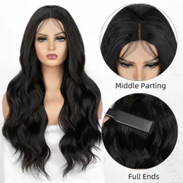 Hot Lace Wigs Kryssma Synthetic Front 26 Inch Long Wavy Hair for Women Body Wav Natural Black Color Afro Frontal Cheap 221216