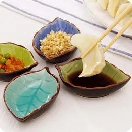 Bowls Kitchen Bowl Tool Dish Creative Ice Crack Glaze Leaf Ceramic Seasoning Soy Sauce Vinegar Small Plates