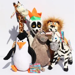 Madagaskar Alex Marty Melman Gloria Plush Toys Lion Zebra Giraffe Monkey Penguin Hippo Soft Toys 25cm 6pcs Lot265f