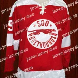 College Hockey Wears Thr 2002-03 99 Wayne Gretzky Soo Greyhounds Hockey Jersey Ricamo cucito Personalizza qualsiasi numero e nome Maglie