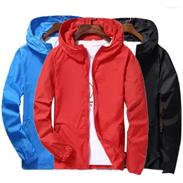 Men's Trench Coats Men Summer Thin Sun Protection Jacket Outdoor Zipper Hooded Loose Casual Outerwear UV-proof Breathable Quick Dry Cycling