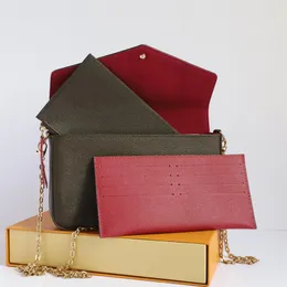 Ny 2022 Toppkvalitet Luxurys designer plånböcker Kvinnor Purse 3-stycken Set Fashion Short Damier Leather Wallet Classic Zipper Pocket PA224F