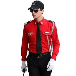 Men's Dress Shirts Pants Upscale Property Security Uniform Hotel Short Sleeved Security Red Work Shirt Suit Men Image Post Protocol Long Sleeve Clothes