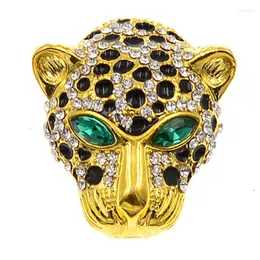Brosches Cindy Xiang Sparkling Full Rhinestone Leopard Head Brooch Pins Elegant Men and Women Crystal Animal Jewelry Bra presenter
