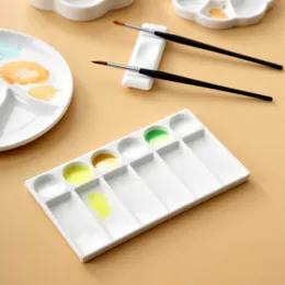 5 Pcs-Flower Plum Rectangle Ceramic Palette Color Mixing Paint Tray for Watercolor Gouache Acrylic Painting Art Supplies