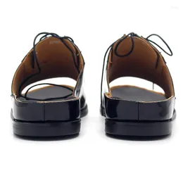Сандалии 2023 Весна Лето, подлинные кожаные тапочки черная уличная туфли мужская повседневная мужская мода ручной работы