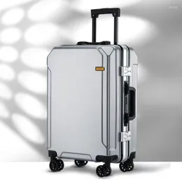 Resväskor Mode Rullande Bagage 20" 22" 24" 26" Inch Märke Resväska Herr Aluminiumram Resor Damer