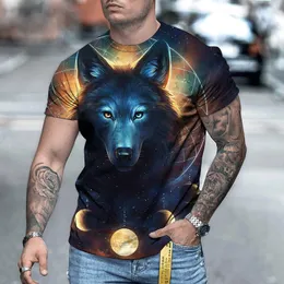 Camicie da uomo 2023 Summer Personality 3D Stampa 3D T-shirt Wolf Animal Modello per gli uomini Street Bella maniche corte Toppiccicio