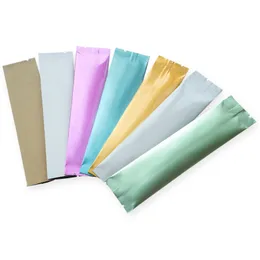 500Pcs Strip Open Top Aluminum Foil Bags Tear Notch Packing Bags Vacuum Heat Seal Mylar Flat Storage Bag Sugar Powder Packaging fh