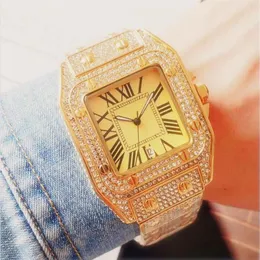 Famous Square Deisgner Herrenuhr Damen Quarzwerk alle Diamanten Iced Out Uhren hochwertige Unisex-Kleiderarmbanduhren Dame cl298C