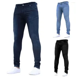 Erkek kot pantolon moda erkek sonbahar ince fit kalem denim pantolon derin kasık çok yönlü