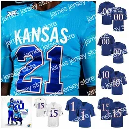 American College Football Wear Kansas Jayhawks 2021 Throwback-Inspired Homecoming NCAA College Football Jersey JALON DANIELS VELTON GARDNER KWAMIE LASSITER II K