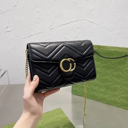 Frau Marmont Taschen Designer-Taschen Luxus-Schulterkettentasche Mini-Crossbody-Handy-Geldbörsen Klappen Mode-Cross-Body-Reißverschluss-Beutel TOP 2023