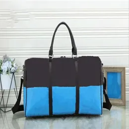 53 cm de homens bolsas de moda bolsa de viagem bolsa de couro bolsas de bagagem de couro de grande contraste com capacidade de cor esportes titelas fitness223j