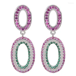 Dangle Earrings Egg-shaped Color Zircon In Korean Elegance And Fashion Are Suitable For Jewelry Gifts Women/girls'wedding Parties.