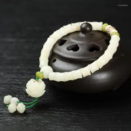 Strand Naturalne białe koraliki korzeniowe Bransoletka Oryginalna projekt para modele Lotus mala dla kobiet medytacja do medytacji jogi gif gif