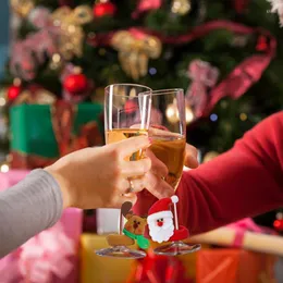 Рождественские украшения вино стеклянное украшение счастливого года 2023 г. Санта -Клаус вечеринка для домашнего стола декор батон