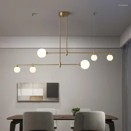 Люстры современный кухонный светильник белый стеклянный мяч медная люстра для столового стола в чердаке барь