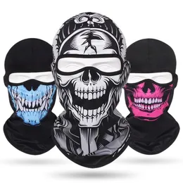 Taktiska huvor Skull Cycling Masks Party Cosplay Full Face Cover Masker Outdoor Cycling Hunt Hat 3D Cartoon Print Ghost Caps