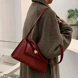 Borse da sera Retro donna portatile piccola spalla quadrata vino rosso borsa ascellare da donna borsa tote femminile in pelle PU vintage