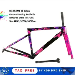 T1000 Pink SL6 Col Road Frame Women Glossy Bicycle Rame Rim Brake Disc Road Cykel Frame 30 Färger