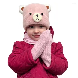 Haarschmuck 4-10Y Winter Baby Handschuhe Jungen Mädchen Vollfinger Fäustlinge Bär Plüsch Neckholder Kinder Handwärmer