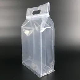 29x18 highly transparent zipper seal standing packaging bag with handle holder plastic zip lock packing bags pouches