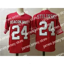 American College Football Wear THR NCAA Beacon Hills #24 Stilinski Red College Football Jersey Bord Jerseys koszulki S-3xl