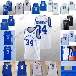Yeni Basketbol Koleji Basketbol Formaları Kentucky Wildcats Basketbol Forması NCAA Koleji Antonio Reeves CJ Fredrick Jacob Toppin Cas