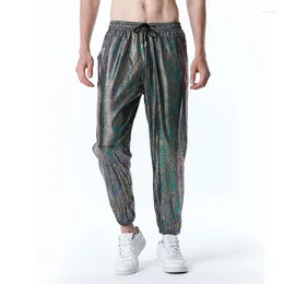Men's Pants Mattswag Men Luxury Shiny Snake Pattern Disco 2023 Nightclub Streetwear Casual Fashion Drawstring Trousers Homme
