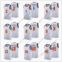 Jerseys de baloncesto impreso personalizado 2022 nuevas camisetas de baloncesto de la ciudad 30 Randle 13 Fournier 4 Rose 8 Walker 9 Barrett 1 Toppin 6 Grimes 2 McBride 45 Sims White
