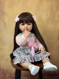 人形フルソフトシリコンボディリボーン女の赤ちゃん人形 55 センチメートル 22 インチリアルなロングヘアリアルなプリンセス幼児ベベ誕生日ギフト 230105