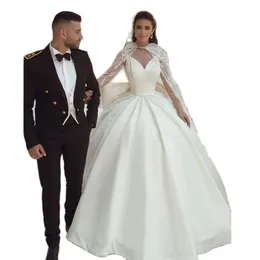 Elegante Elfenbein Ball Brautkleider Arabisch Dubai Kirche Brautkleid Perlen Drapierte Prinzessin Vestidos De Mariages 326 326