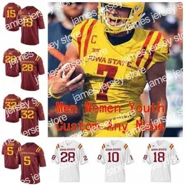 American College Football Wear Thr NCAA College Maglie ISU Iowa State Cyclones 25 Sheldon Croney Jr.28 Breece Hall 3 JaQuan Bailey Kene Nwangwu 9 Joseph Scates Custo