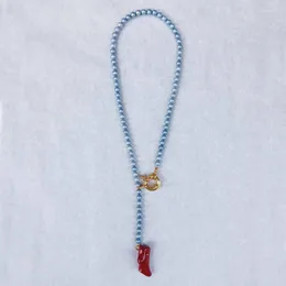 펜던트 목걸이 Vrouwen Verklaring Chokers Kettingen Boho Collier Lariat Nl Perles Bleues et Pendentif Corail Red Coral Hanger Gelaagd