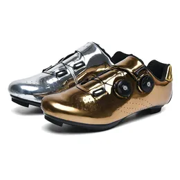 Cycling Footwear Shoes Gold And Silver Shiny Surface Rotating Button Without Lock Mountain Road Men's Women's Bicycle