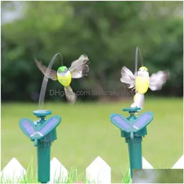 Garden Decorations Solar Powered Flying Feather Wing Fake Hummingbird Wobble Artificial Bird Yard Ornament Decor Y0914 Drop Delivery Dhpw4